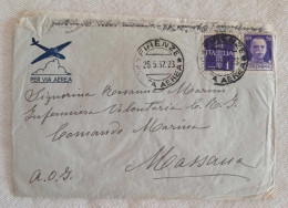 Lettera Per Via Aerea Da Firenze Per Massaua (Eritrea) Comando Marina 1937 - Marcophilie (Avions)