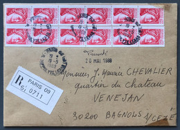 France Sabine (x12) ISSU De ROULETTE Sur Enveloppe Recommandée 19.5.1988 - (W1277) - 1961-....