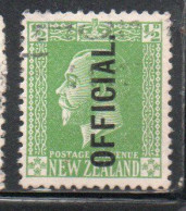 NEW ZEALAND NUOVA ZELANDA 1915 1919 1916 OFFICIAL STAMPS KING GEORGE V 1/2p USATO USED OBLITERE' - Oblitérés