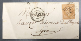 France N°13 Sur Lettre (LSC) PC 1818, Lyon 11.10.1857 - (A1036) - 1849-1876: Période Classique