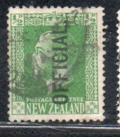 NEW ZEALAND NUOVA ZELANDA 1915 1919 1916 OFFICIAL STAMPS KING GEORGE V 1/2p USATO USED OBLITERE' - Used Stamps