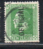 NEW ZEALAND NUOVA ZELANDA 1915 1919 1916 OFFICIAL STAMPS KING GEORGE V 1/2p USATO USED OBLITERE' - Gebruikt