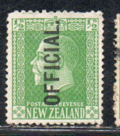 NEW ZEALAND NUOVA ZELANDA 1915 1919 1916 OFFICIAL STAMPS KING GEORGE V 1/2p USATO USED OBLITERE' - Gebraucht