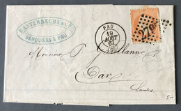 France N°23 Sur Lettre De Pau (GC 2795) Pour Dax 19.8.1867 - (B345) - 1849-1876: Période Classique