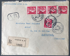 France N°1011 (x5) Sur Enveloppe Recommandée Avignon Pour Carpentras 13.6.1956 - (C2076) - 1921-1960: Modern Tijdperk