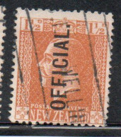 NEW ZEALAND NUOVA ZELANDA 1915 1919 OFFICIAL STAMPS KING GEORGE V 1 1/2p USATO USED OBLITERE' - Usati