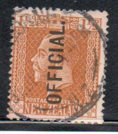 NEW ZEALAND NUOVA ZELANDA 1915 1919 OFFICIAL STAMPS KING GEORGE V 1 1/2p USATO USED OBLITERE' - Usati