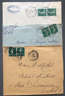 France, Lot De 3 Lettres, Avec Paire Du N°137 + Cachets Convoyeurs - (B1654) - 1877-1920: Semi Modern Period