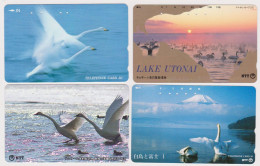 LOT De 4 Télécartes JAPON  - ANIMAL - OISEAU  CYGNE - SWAN BIRD JAPAN Phonecards - SCHWAN VOGEL TK - 5821 - Pinguïns & Vetganzen