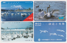 LOT De 4 Télécartes JAPON  - ANIMAL - OISEAU  CYGNE - SWAN BIRD JAPAN Phonecards - SCHWAN VOGEL TK - 5822 - Pingouins & Manchots