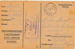 KRIEGSGEFANGENENSENDUNG 17 ALTEN GRABOW TO MORIALME  FACTEUR DES POSTE SERVICES A MORIALME   2 SCANS - Prisonniers