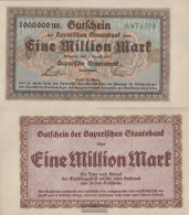 Bavaria Inflationsgeld Bavarian Staatsbank Uncirculated 1923 1 One Million Mark - 1 Million Mark