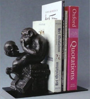 1 Serre-livres - Singe Avec Crâne Figurine - Hugo Rheinhold - Evolutions Théorie Darwin Chimpanzé Museumsshop (réplique) - Autres & Non Classés