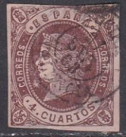 1862-ED. 58p ISABEL II 4 CUARTOS CASTAÑO S. PAPEL BLANCO- USADO FECHADOR ALCIRA VALENCIA 27SEP63 - Usados