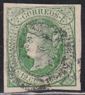 1864-ED. 65 ISABEL II 12 CUARTOS VERDE S. ROSA - USADO FECHADOR - Usados