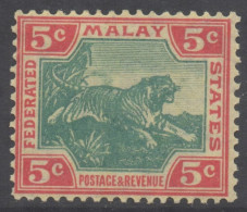 Malaya FMS Federated States Scott 29 - SG39e, 1904 Tiger 5c MH* - Federated Malay States