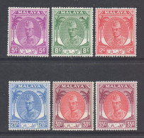 Malaya Kelantan Scott 65/70, 1951 Sultan New Colours Set MH* - Kelantan