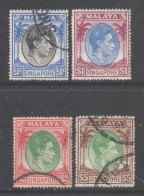 Singapore Scott 17a/20a - SG27/30, 1948 George VI 50c - $5 Perf 17.1/2 X 18 Used - Singapur (...-1959)