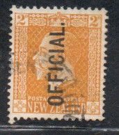 NEW ZEALAND NUOVA ZELANDA  1915 1919 1917 OFFICIAL STAMPS KING GEORGE V 2p USATO USED OBLITERE' - Used Stamps