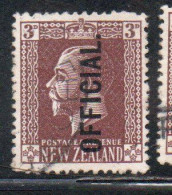 NEW ZEALAND NUOVA ZELANDA  1915 1919 1916 OFFICIAL STAMPS KING GEORGE V 3p USATO USED OBLITERE' - Oblitérés