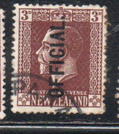 NEW ZEALAND NUOVA ZELANDA  1915 1919 1916 OFFICIAL STAMPS KING GEORGE V 3p USATO USED OBLITERE' - Used Stamps