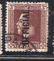 NEW ZEALAND NUOVA ZELANDA  1915 1919 1916 OFFICIAL STAMPS KING GEORGE V 3p USATO USED OBLITERE' - Gebruikt