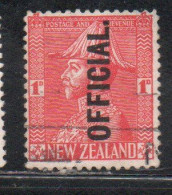 NEW ZEALAND NUOVA ZELANDA 1927 1928 OFFICIAL STAMPS KING GEORGE V 1p USATO USED OBLITERE' - Usati