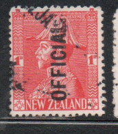 NEW ZEALAND NUOVA ZELANDA 1927 1928 OFFICIAL STAMPS KING GEORGE V 1p USATO USED OBLITERE' - Used Stamps