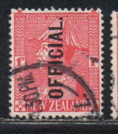 NEW ZEALAND NUOVA ZELANDA 1927 1928 OFFICIAL STAMPS KING GEORGE V 1p USATO USED OBLITERE' - Usados