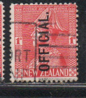 NEW ZEALAND NUOVA ZELANDA 1927 1928 OFFICIAL STAMPS KING GEORGE V 1p USATO USED OBLITERE' - Usados