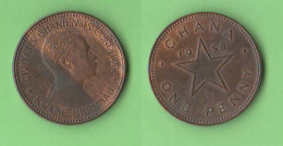 Ghana 1 Penny 1958 Bronze Coin African States - Ghana