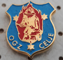 Firefighters Association Of Celje OGZ  Firefighter Helmet Pin Slovenia Ex Yugoslavia - Pompiers