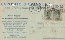 A156. Napoli. 1925. Cartolina PUBBLICITARIA , Con Michetti C.20 X 2. ... GRAN EPOSITO DI MATERIALE PER COSTRUZIONE ... - Insured