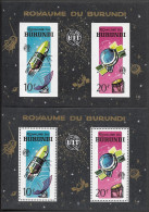 Burundi Space 2 S/ Sheets 1965 MNH Perf & Imperf. UIT Telecommunication Satellite - Neufs