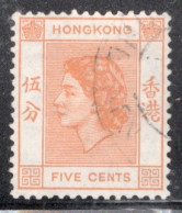 Hong Kong 1954 Queen Elizabeth A Single 5 Cent Stamp From The Definitive Set In Fine Used - Usati