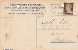 A156. Napoli.  Cartolina PUBBLICITARIA , Con Imperiale C.10  . . ASSOCIAZIONE NAZIONALE CONTROLLO COMBUSTIONE ... - Insured