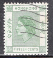 Hong Kong 1954 Queen Elizabeth A Single 15 Cent Stamp From The Definitive Set In Fine Used - Gebraucht