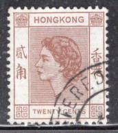 Hong Kong 1954 Queen Elizabeth A Single 20 Cent Stamp From The Definitive Set In Fine Used - Used Stamps