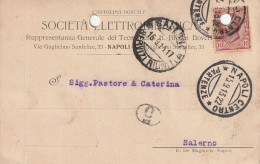 A156. Napoli. 1917. Cartolina PUBBLICITARIA , Con Leoni C. 10  ... SOCIETA' ELETTROMECCANICA... - Assicurati