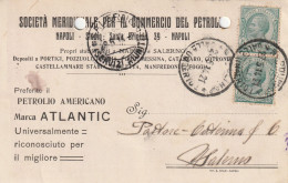 A156. Napoli. 1914. Cartolina PUBBLICITARIA , Con Leoni C. 5 X 2,   ...SOCIETA' .... PER COMMERCIO DEL PETROLIO... - Versichert