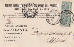 A156. Napoli. 1914. Cartolina PUBBLICITARIA , Con Leoni C. 5 X 2,   ...SOCIETA' .... PER COMMERCIO DEL PETROLIO... - Asegurados