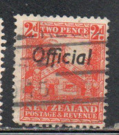 NEW ZEALAND NUOVA ZELANDA 1936 1942 1938 OFFICIAL STAMPS MAORI CARVED HOUSE OVERPRINTED 2p USATO USED OBLITERE' - Used Stamps