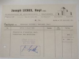 Luxembourg Facture, Joseph Lickes, Kayl 1953 - Luxemburgo