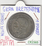 CR1565 MONEDA GRAN BRETAÑA 0,5 CORONA 1936 PLATA BC - Other & Unclassified