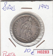 H0283 MONEDA SUIZA 1943 2 FRANCOS PLATA MBC - Autres & Non Classés