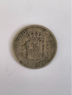 1904 Spain Alfonso XIII One 1 Peseta Coin, Silver 0.835, VG Very Good - 1 Peseta