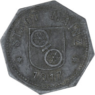 Allemagne, Stadt Mainz, Kleingeldersatzmarke, 10 Pfennig, 1917, TTB, Zinc - Notgeld