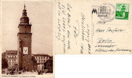 POLAND GENERAL GOVERNMENT 1941 POSTCARD WITH POSTMARK SENT FROM LEIBZIG TO BERLIN - Gouvernement Général