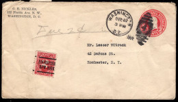 USA ( 1922) Envelope With 2c Postage Due Stamp Precanceled ROCHESTER, NEW YORK And MS "Due 2¢". - Strafport
