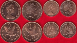Falkland Islands Set Of 4 Coins: 1 - 2 Pence 1998-2004 UNC - Falkland Islands